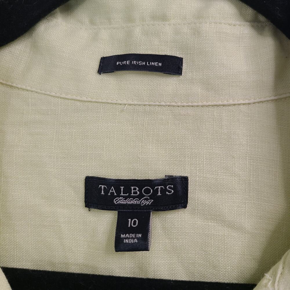 Talbots Pure Irish Linen Button Front Shirt Long Sleeve Yellow-Green Size 10 - Picture 3 of 9